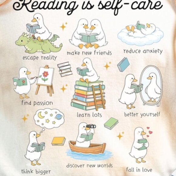 Reading Is Self Care Shirt, Teacher Reading Shirt, Book Lover Goose Shirt - Picture 2 of 3